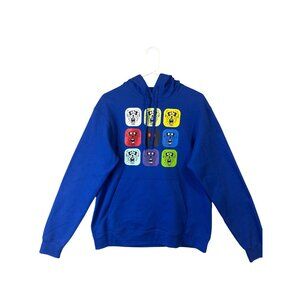 Zombie Rush Pullover Hoodie Print Blue Hoodie With Kangaroo Pocket Mens Medium